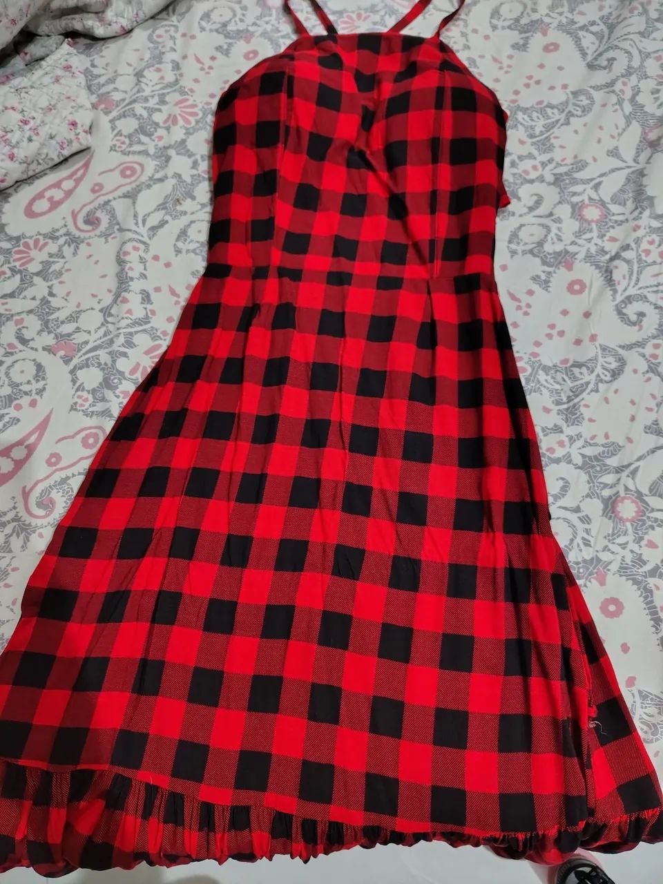 Vestido Xadrez Vermelho e Preto