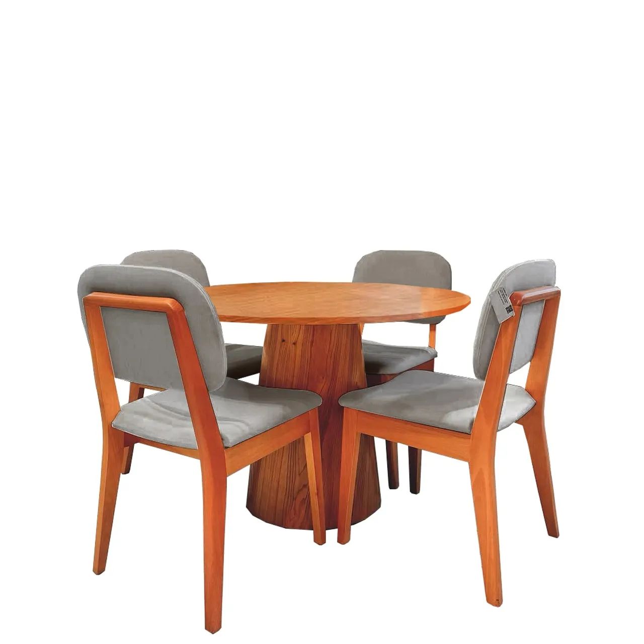 Mesa de Jantar Base Cone 4 Cadeiras Sara Madeira Maciça tt86