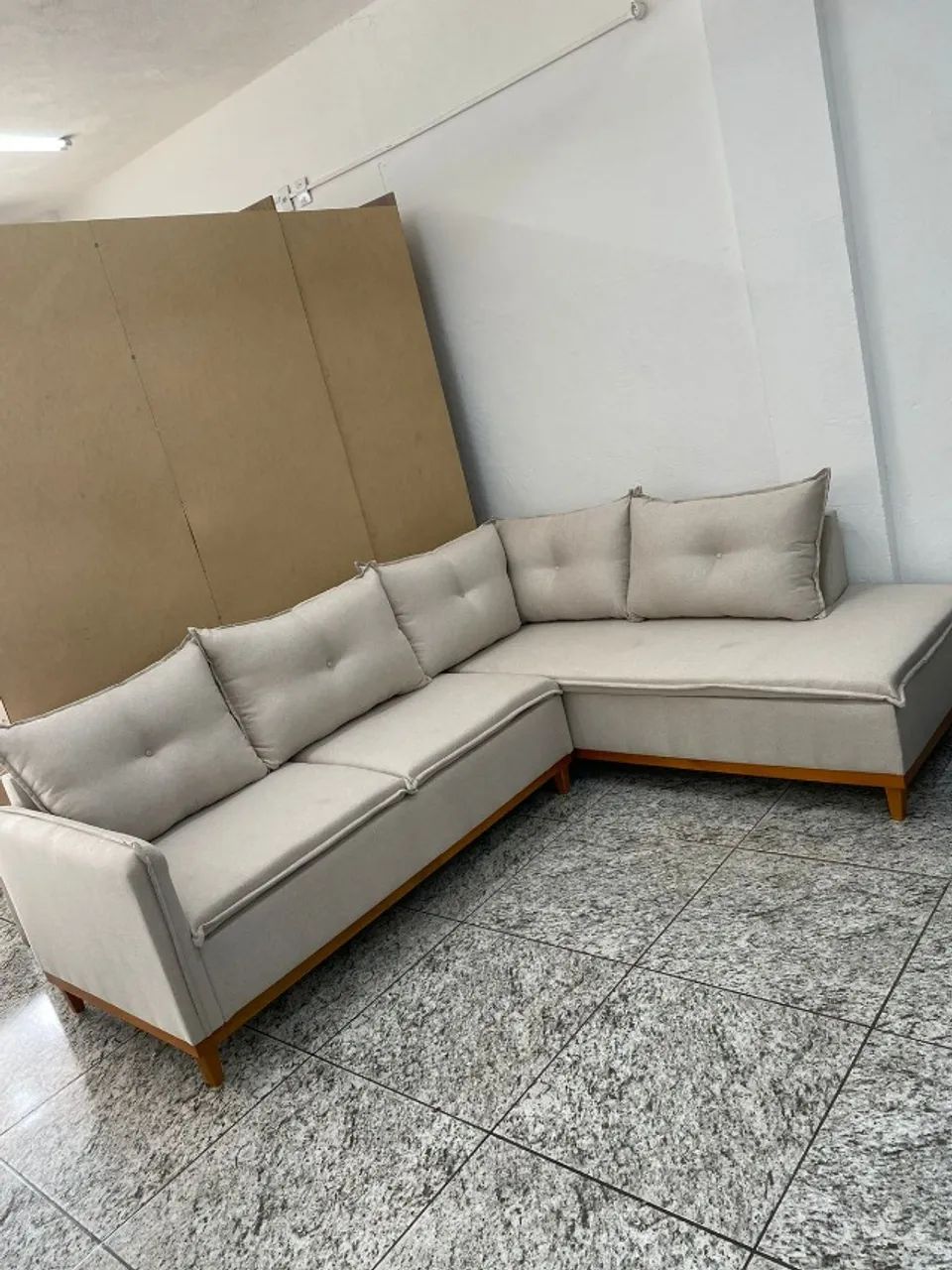 SOFA DE CANTO TECIDO LINHO 2.00X2.60 MOVEIS COM GARANTIA
