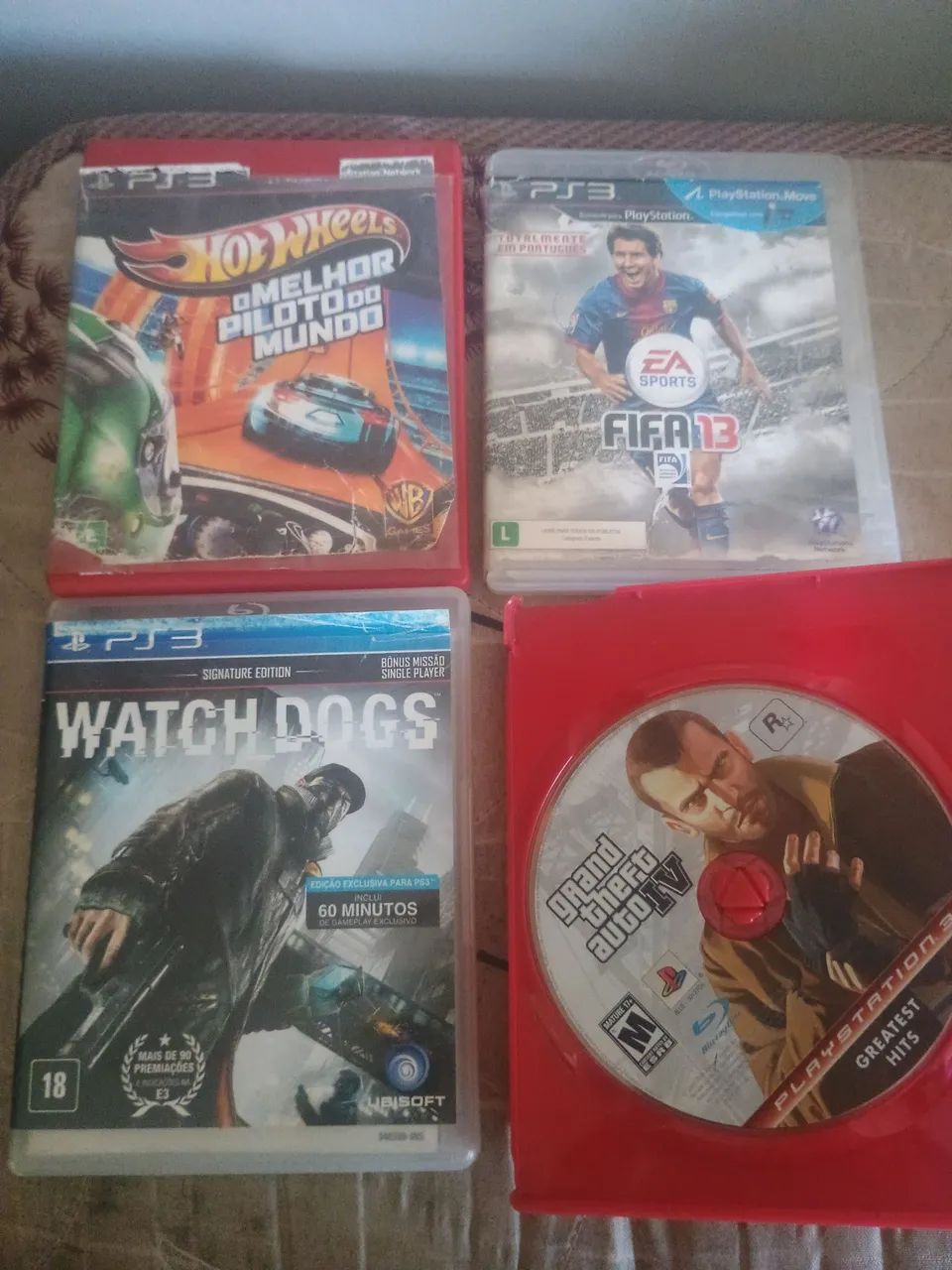 Jogos PS3 - Hot Wheels, FIFA 13, Watch Dogs e GTA IV