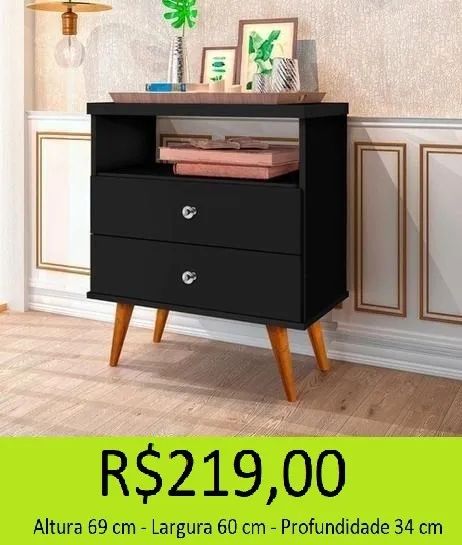 MESA DE CABECEIRA DUAS GAVETAS COM ESTILO RETRÔ - Foto 4