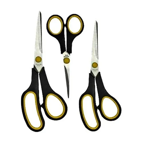 Kit 3 Tesouras Aço Inox Papel Escola Cozinha Multiuso