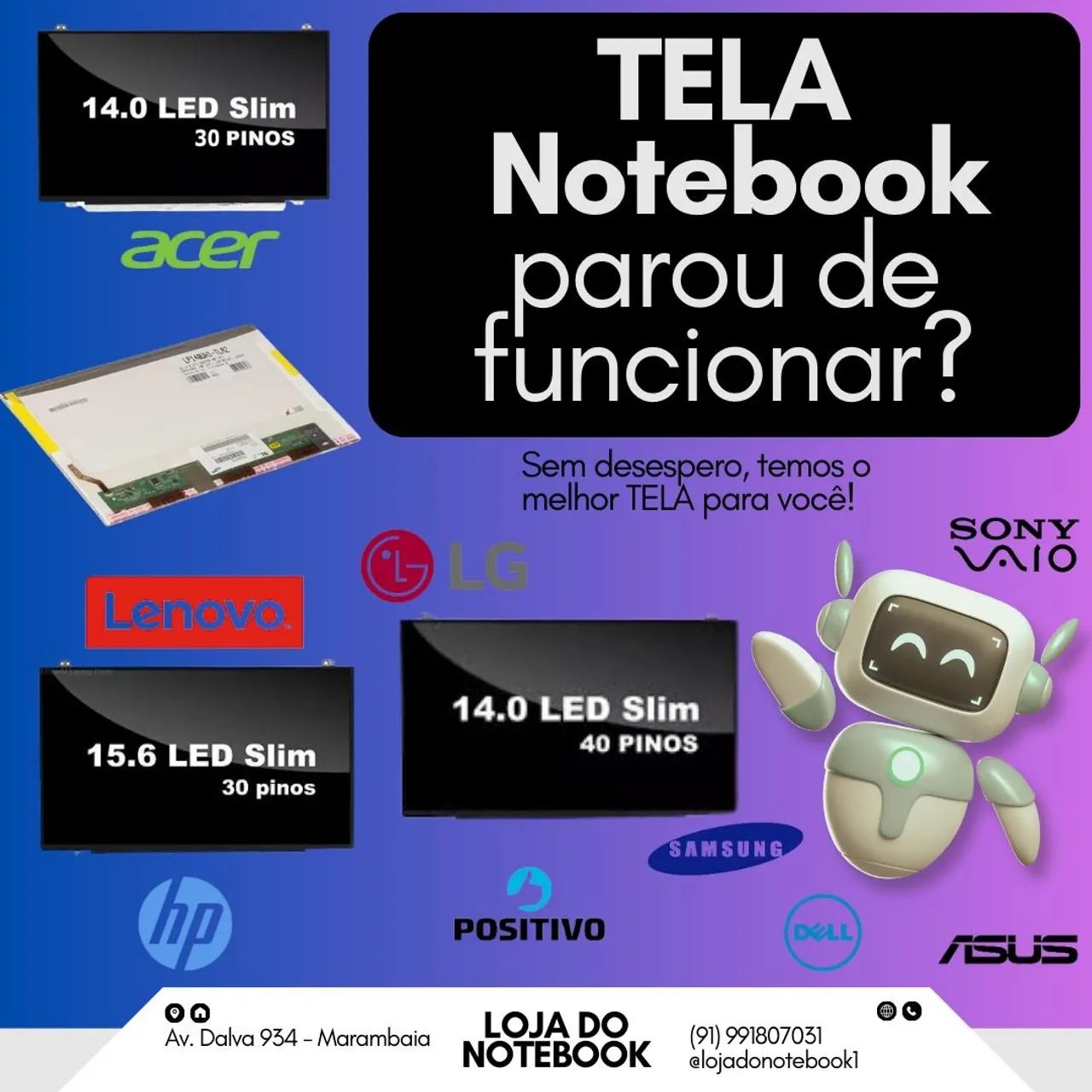 Telas de Notebook - Diversas Marcas e Modelos