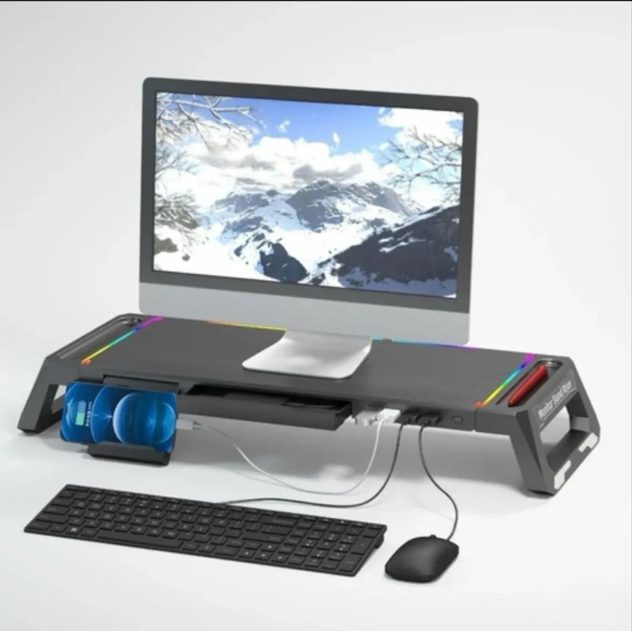 Base / Suporte Monitor Elevado C/ Usb Rgb Tv Monitor Gamer  - Foto 3