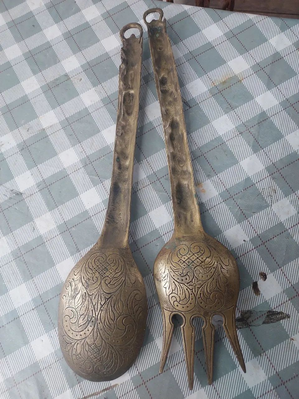 Par garfo e colher de bronze... - Foto 2