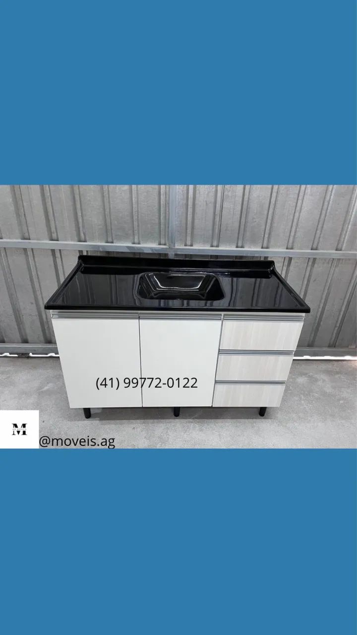 Pia Padrão 1.20x54 - 3 Gavetas - Entrego 