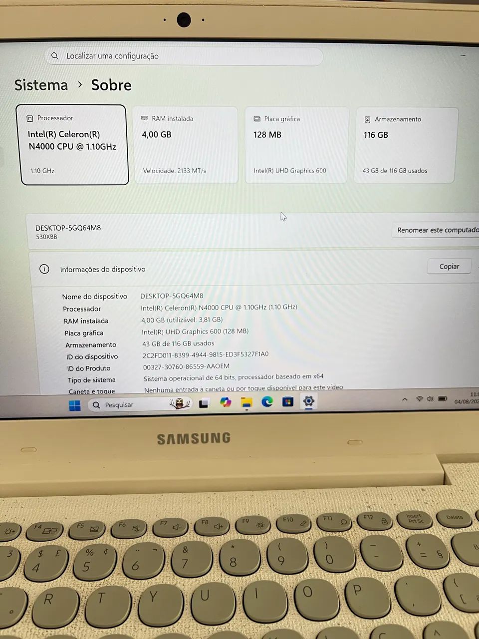 Notebook Samsung Flash F30 13.3  4gb 128gb Ssd Branco - Foto 3