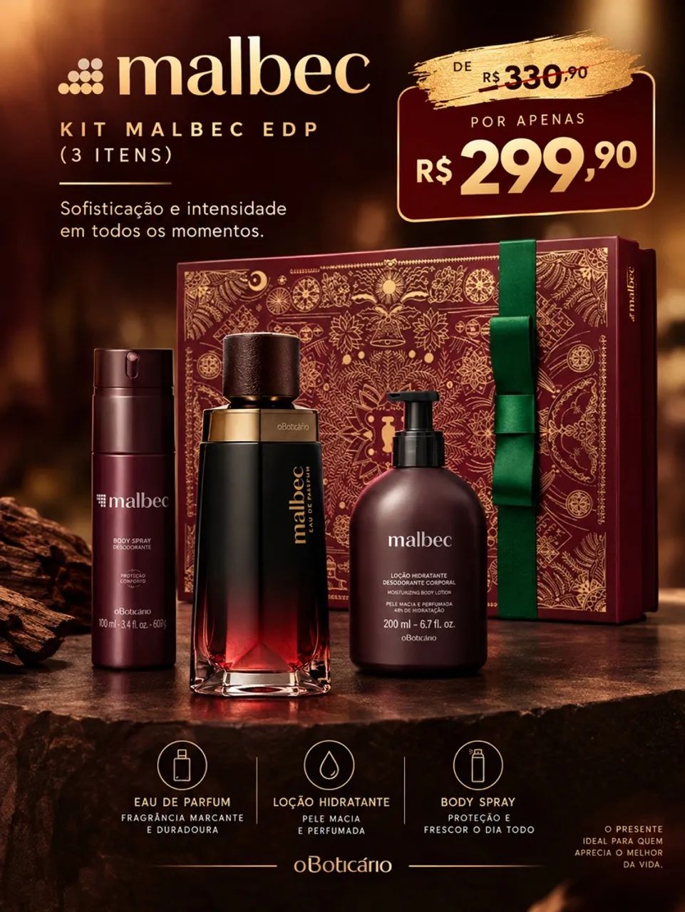 Kit Malbec EDP (3 itens)