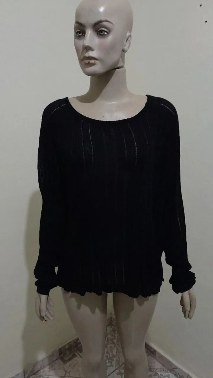 Blusa Preta de Crochet 