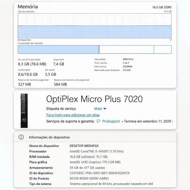 Dell Optiflex mcro plus 7020 16gb ddr5 512ssd - Foto 3