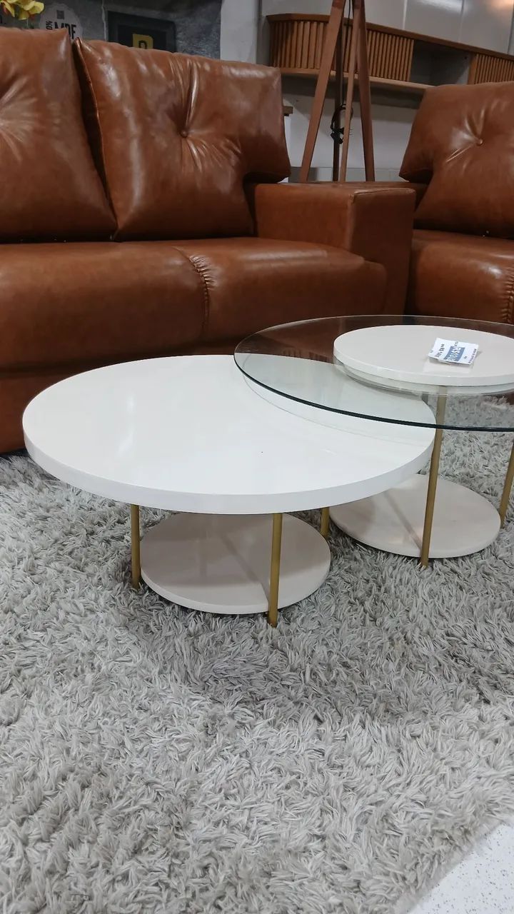 Conj. Mesa de centro 100% MDF com pés em aço dourado  - Foto 3