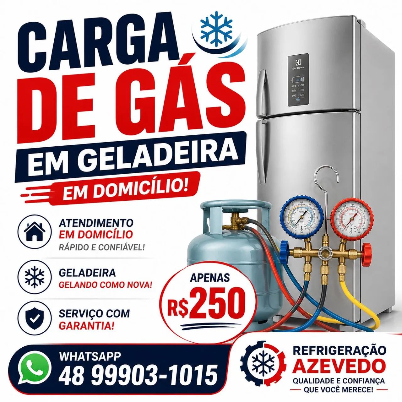 Gás em geladeira refrigeração em geral 