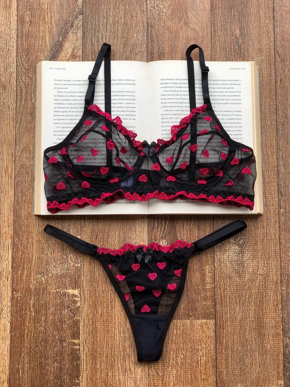Conjunto de lingerie coração tule  - Foto 4