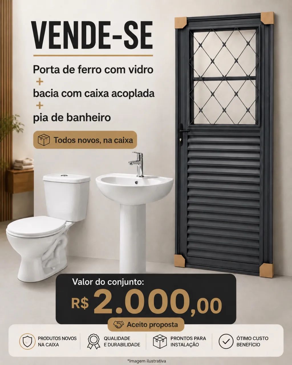 Porta e kit banheiro 