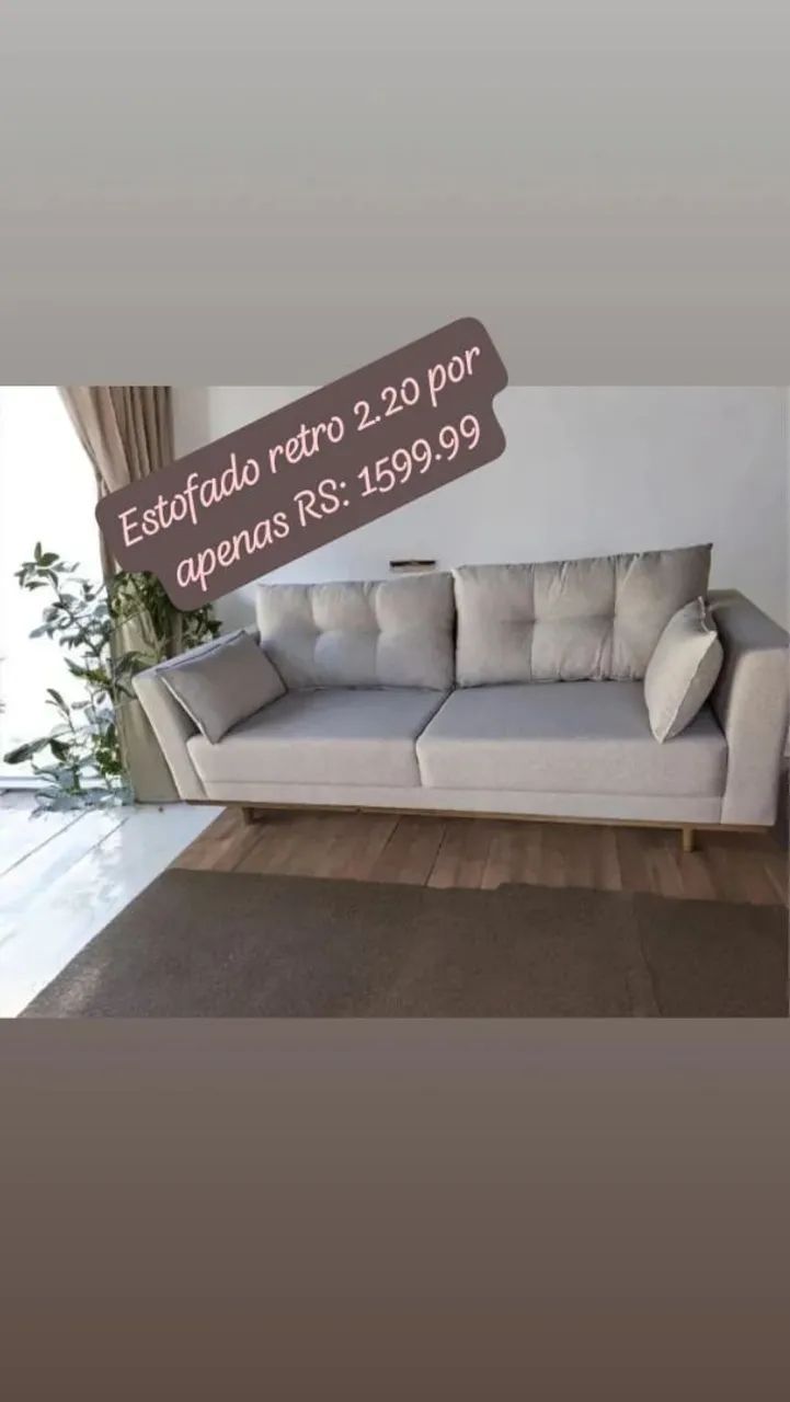 Sofá retro 2.20 em linho espuma selada pro D.28