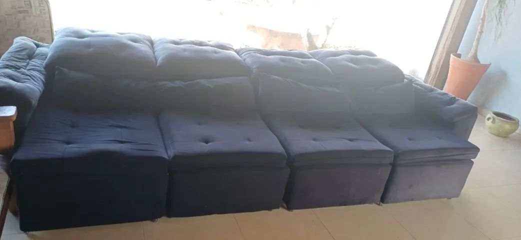 SOFA TECIDO 4 LUGARES PRETO - Foto 3