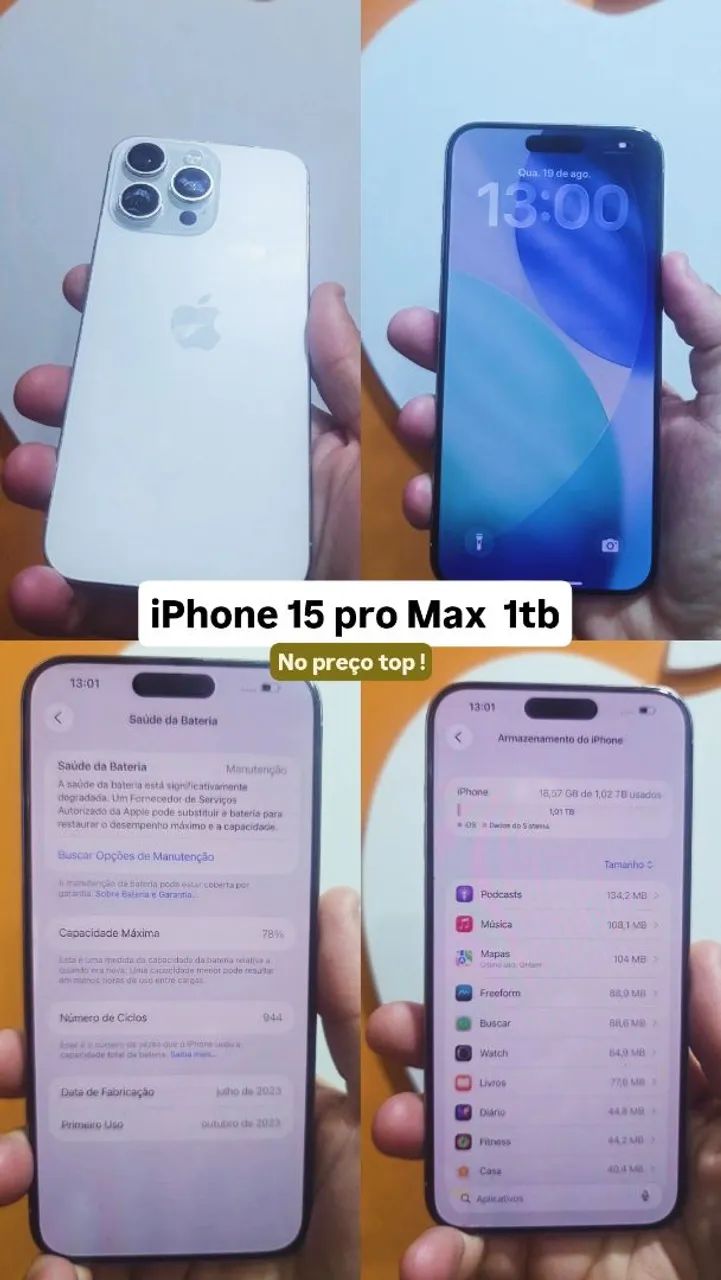 iPhone 15 pro Max 1tb impecável 