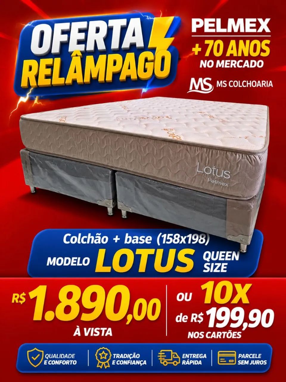 Cama Queen size PELMEX completa entrega grátis hoje 