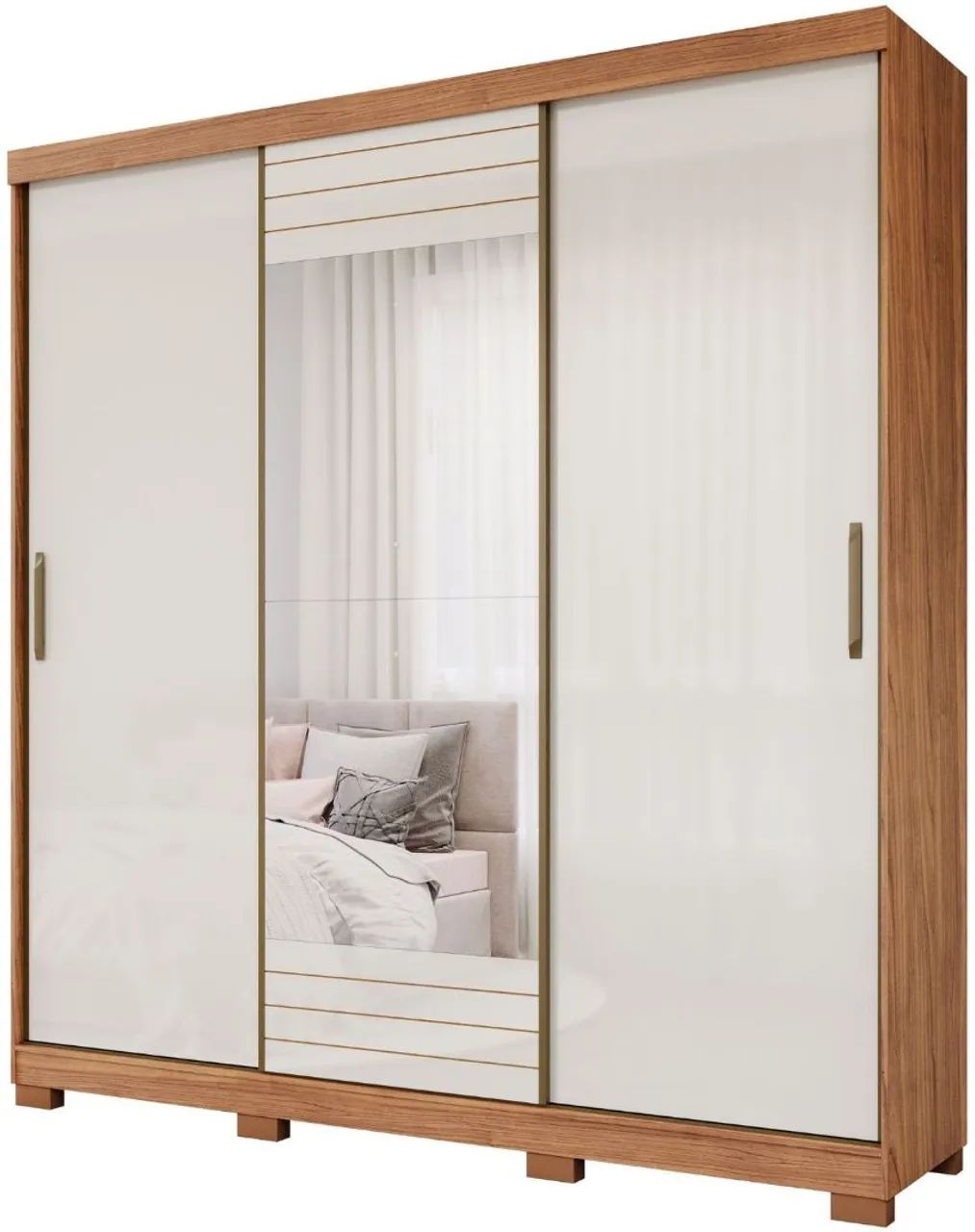 Guarda-Roupa Panan Búzios 3 Portas de Correr com Espelho - Foto 4