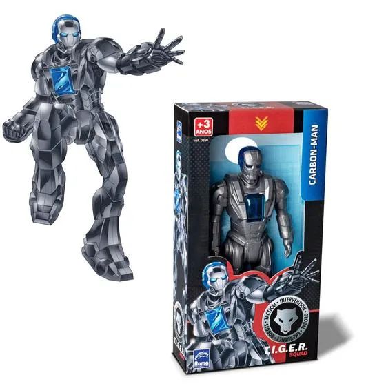 Brinquedo Boneco Tiger Squad De Ação Linha Roma Carbon Man