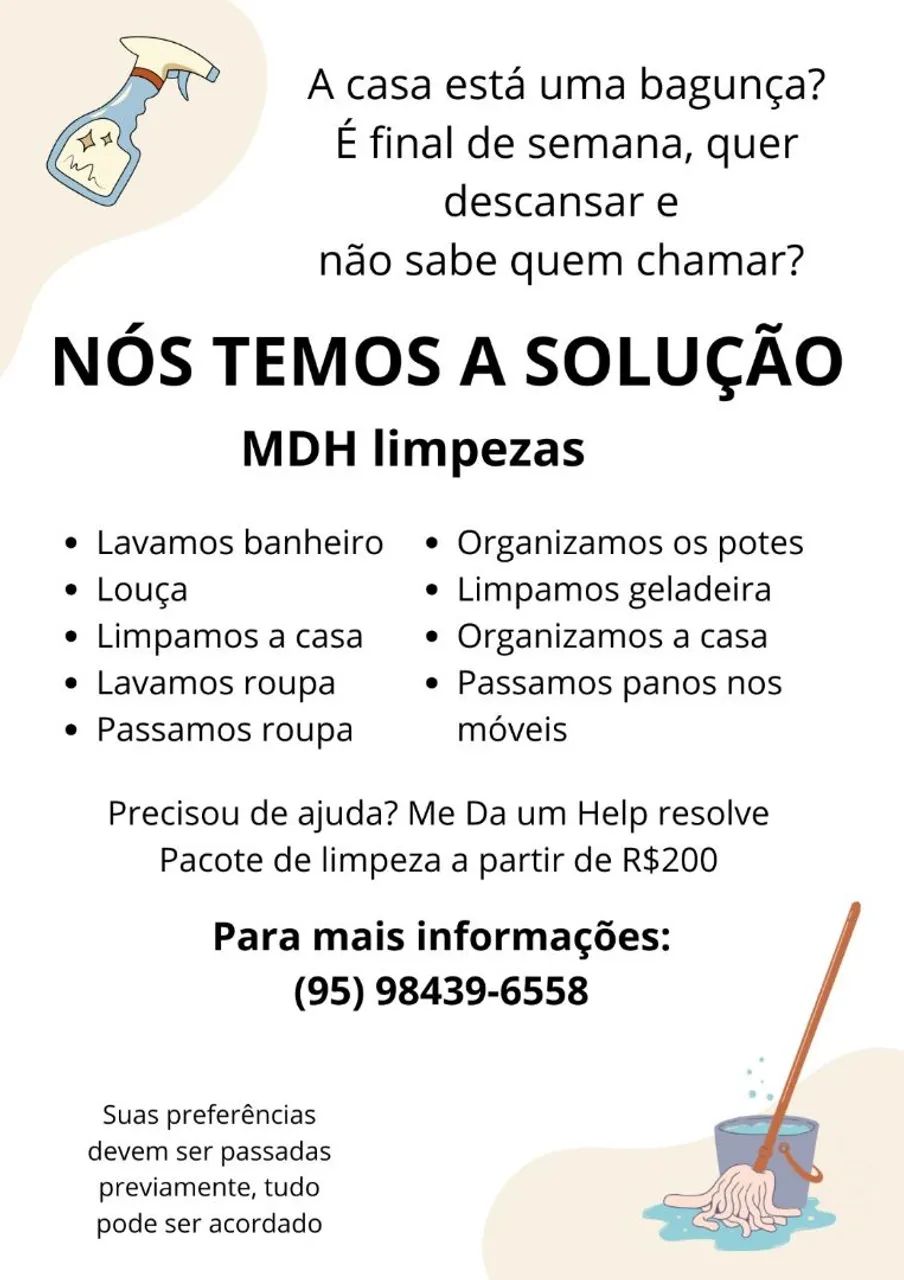 Serviço de Limpeza, doméstica 