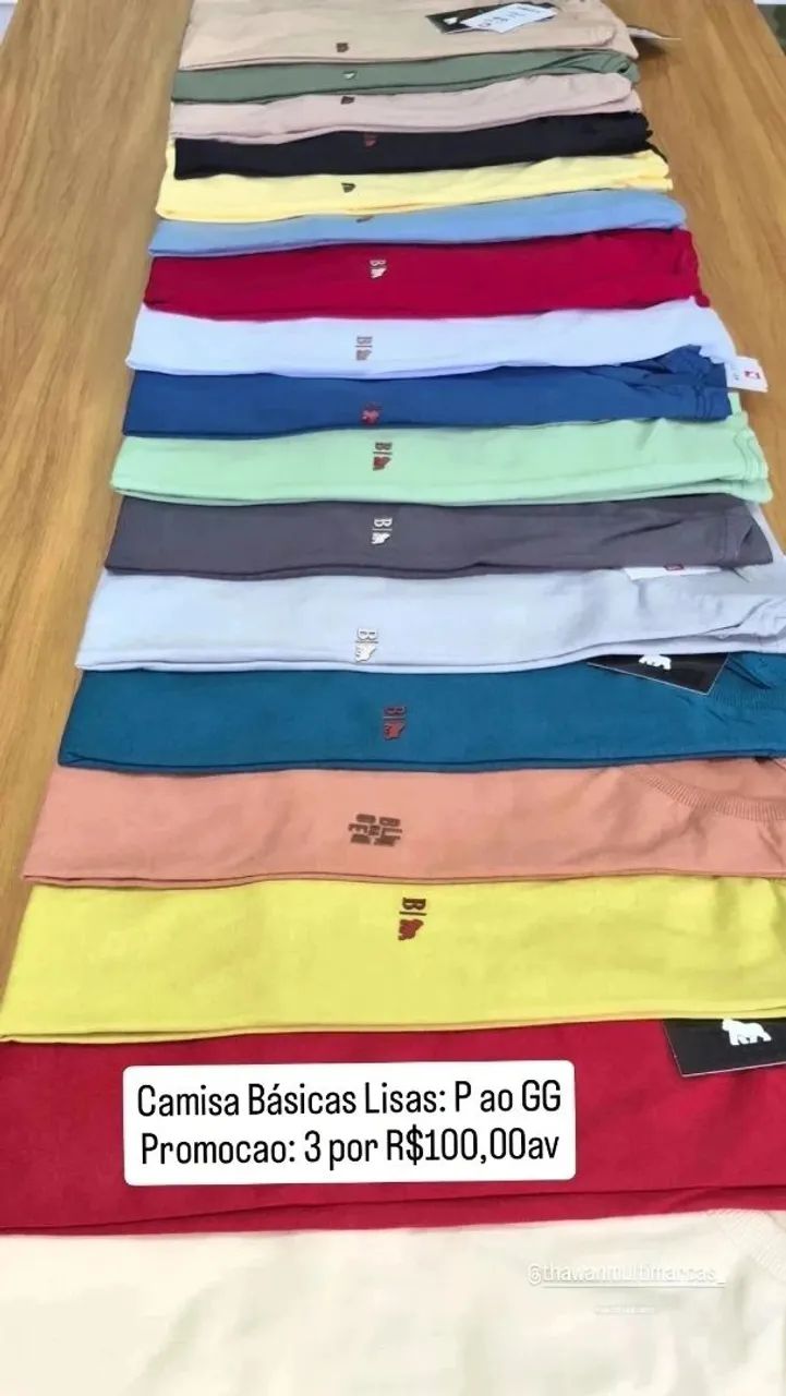 Camisas Basicas Lisas 3 por R$100 pix - Foto 3