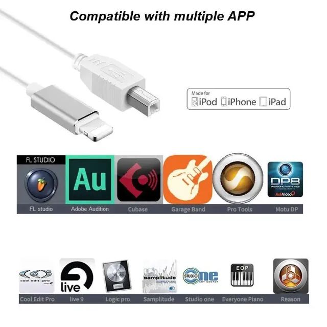 Cabo Lightning P/ iPhone iPad Usb Tipo B P/ Teclado Midi - Foto 3