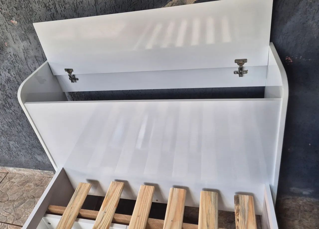 CAMA SOLTEIRO COM AUXILIAR BAÚ E GAVETAS - NOVA - Foto 2