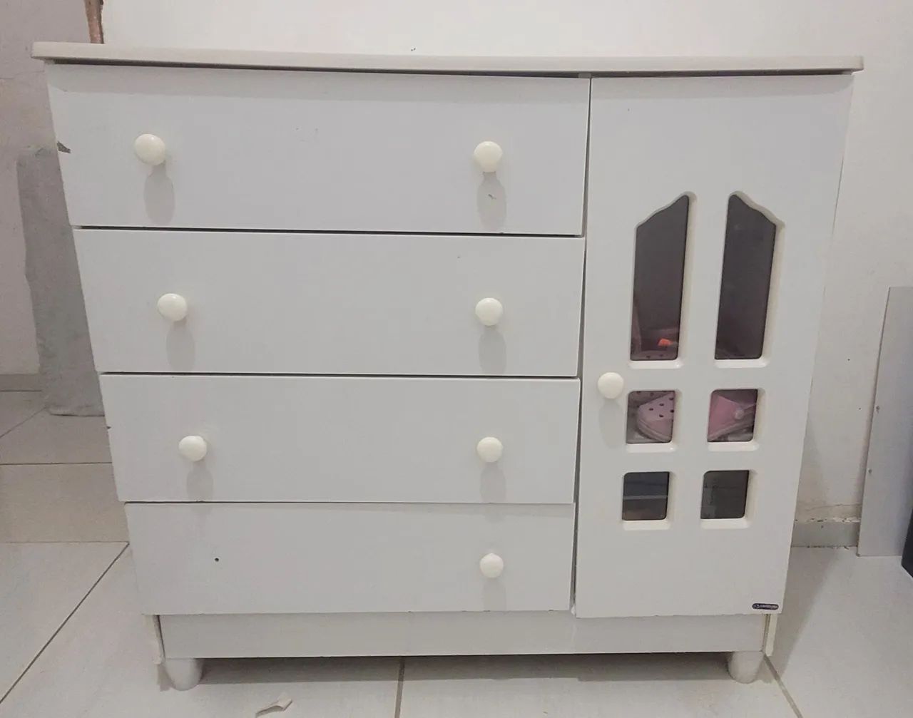  Comoda infantil branca de mdf