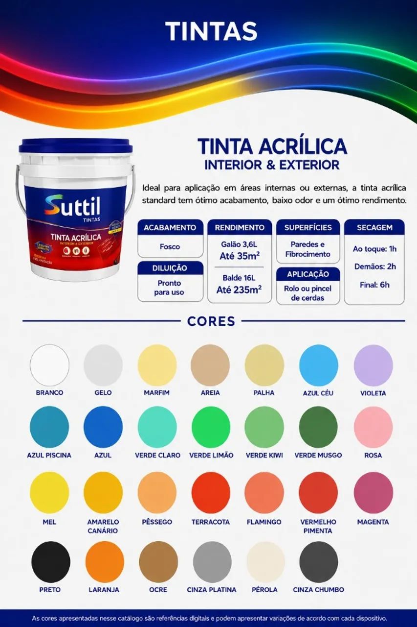 TINTA ACRÍLICA INT/EXT - CORES - Foto 2