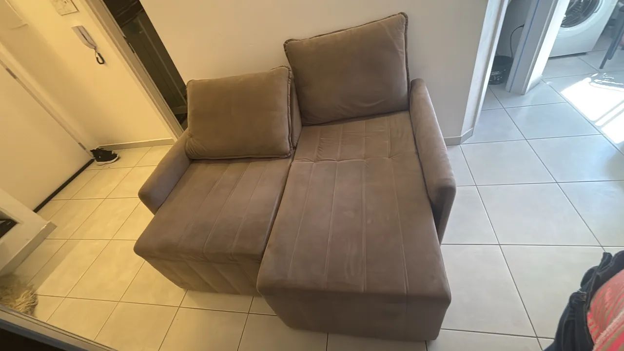 Sofá Slim 2 Módulos - Cinza Camurça  - Foto 2