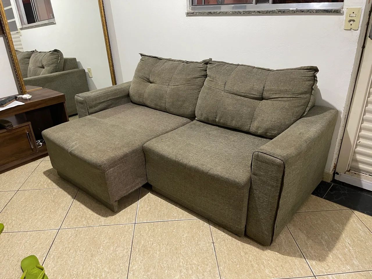 Sofá Retrátil 2 Lugares 1,80m - Tecido Linho/Rústico Cinza / Fendi - Foto 2