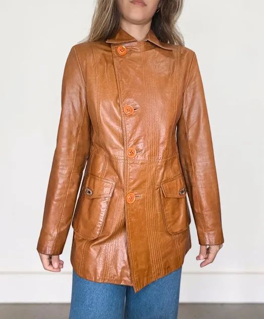 jaqueta blazer de couro legítimo prune made in argentina Tam P