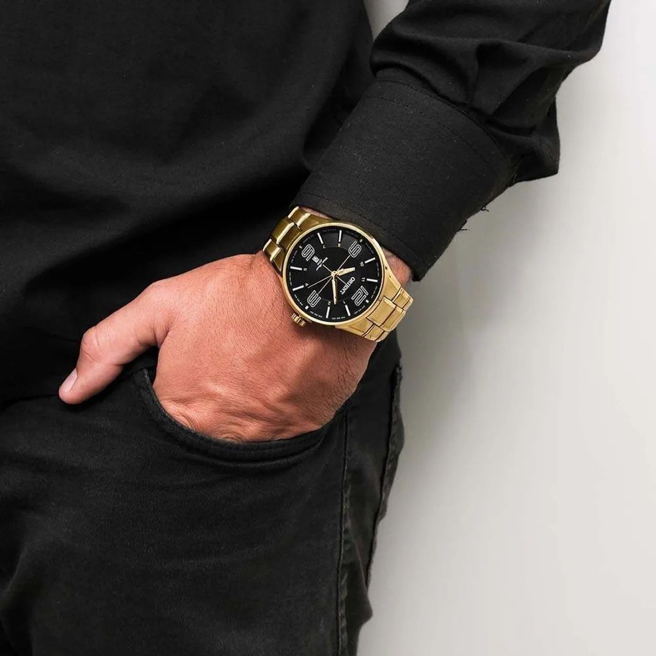 Relógio Orient Masculino Dourado Original Com Data - Novo Na Caixa - Foto 4