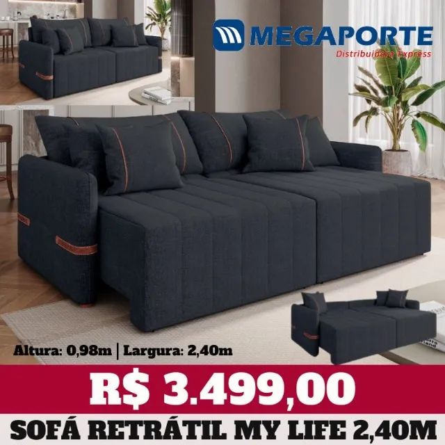 Sofá Cama Retrátil 2,40m (NOVO) Entrega Grátis!  - Foto 2