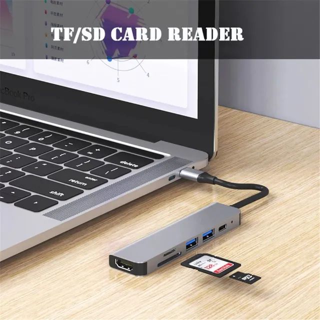 Hub Usb C Tipo C 6 em 1 Adaptador Compatível MacBook e Nintendo Switch - Foto 5