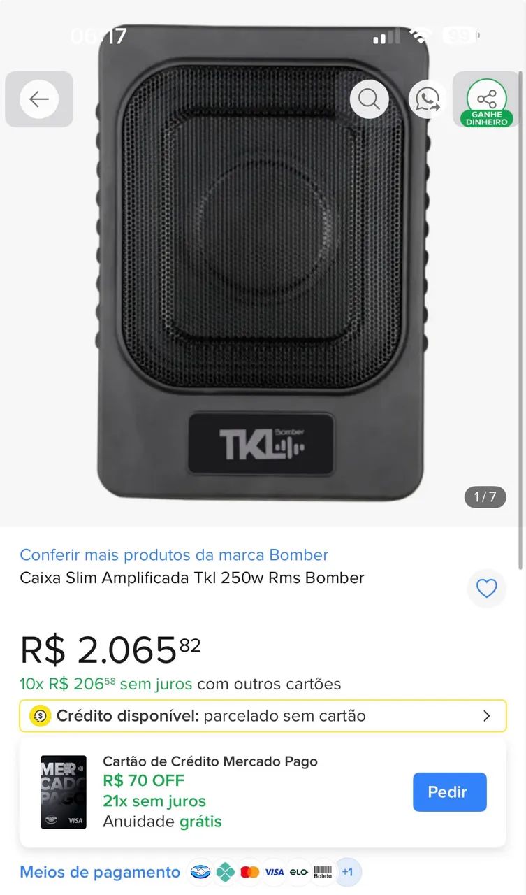 Caixa slim amplificada tkl 250w rms bomber - Foto 5