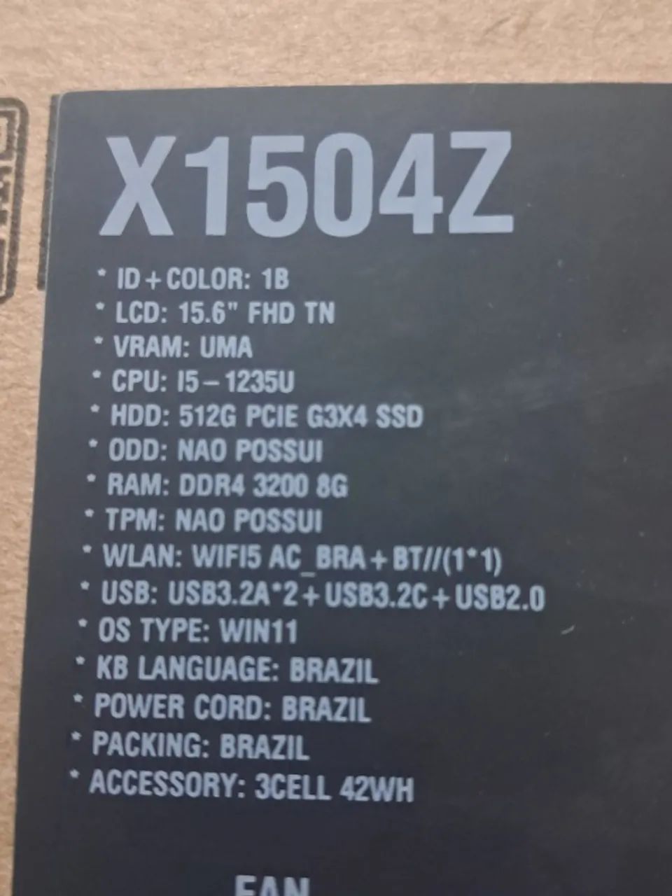 Notebook asus vivobook 15.6 x1504Z