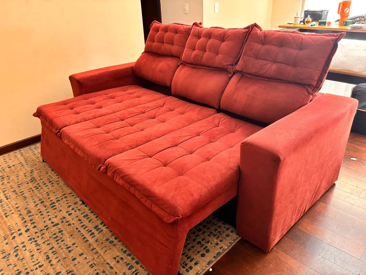 Sofá 3 Lugares Retrátil e Reclinável Cama Inbox Slim 2,00M Velusoft Vinho - Foto 5
