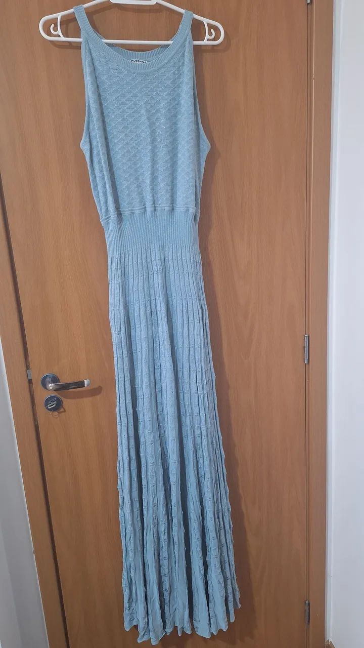 Vestido de tricô longo com forro - Foto 3