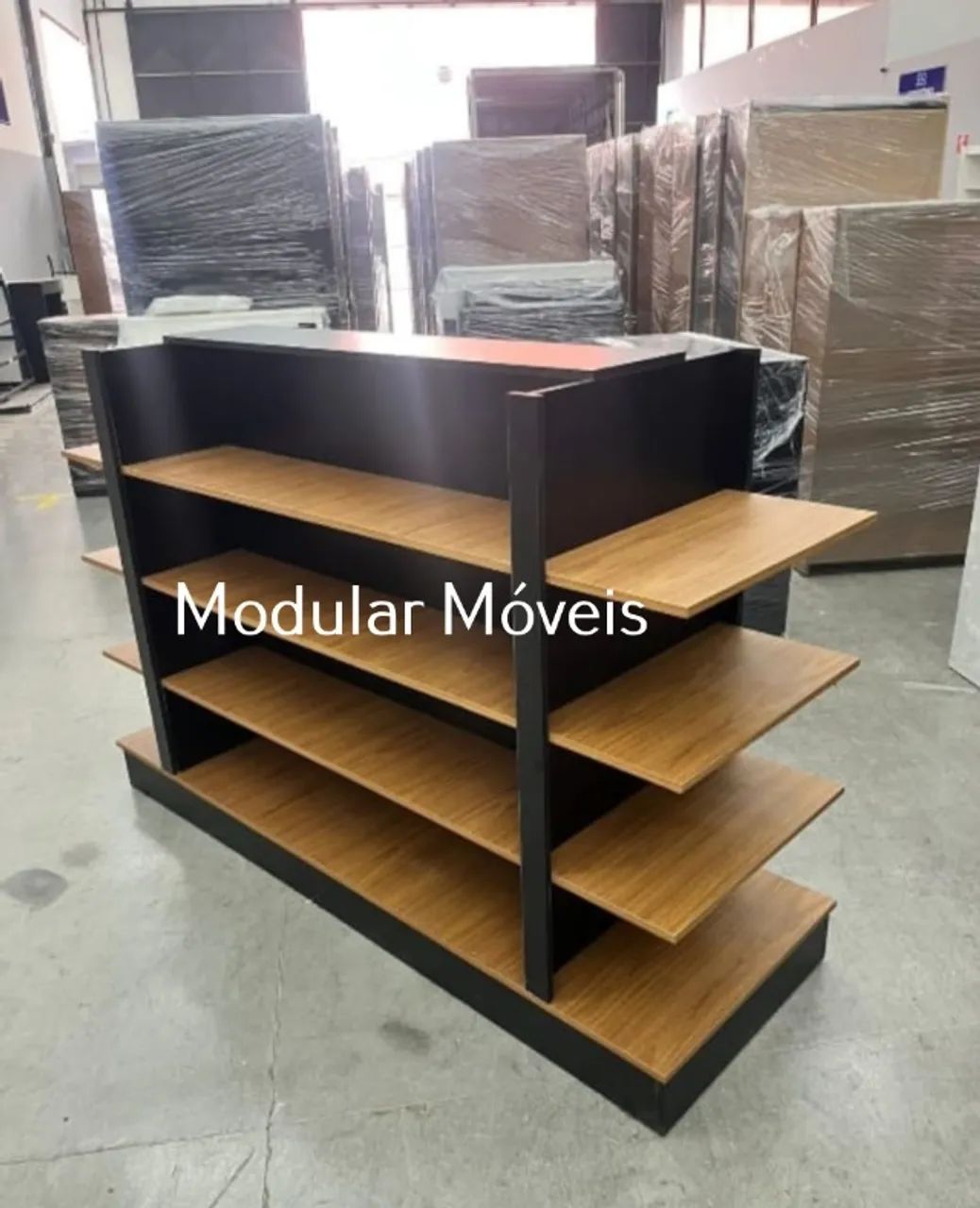 Gôndola Amadeirado com Preto - MDF