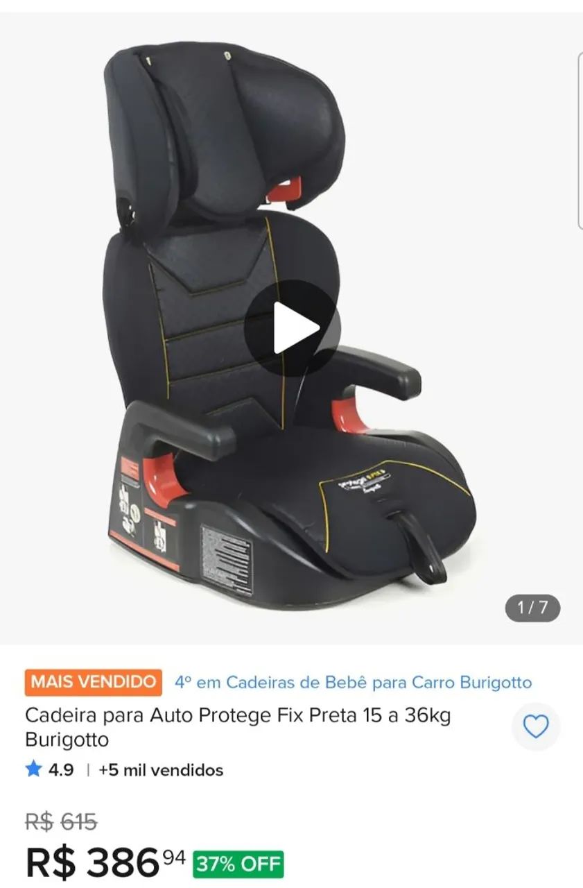 Cadeira pará carro 36 kg 