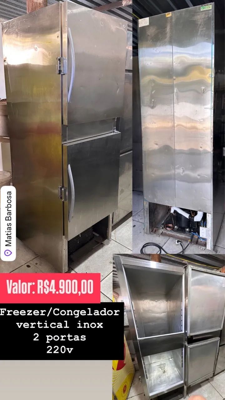 Congelador inox vertical 