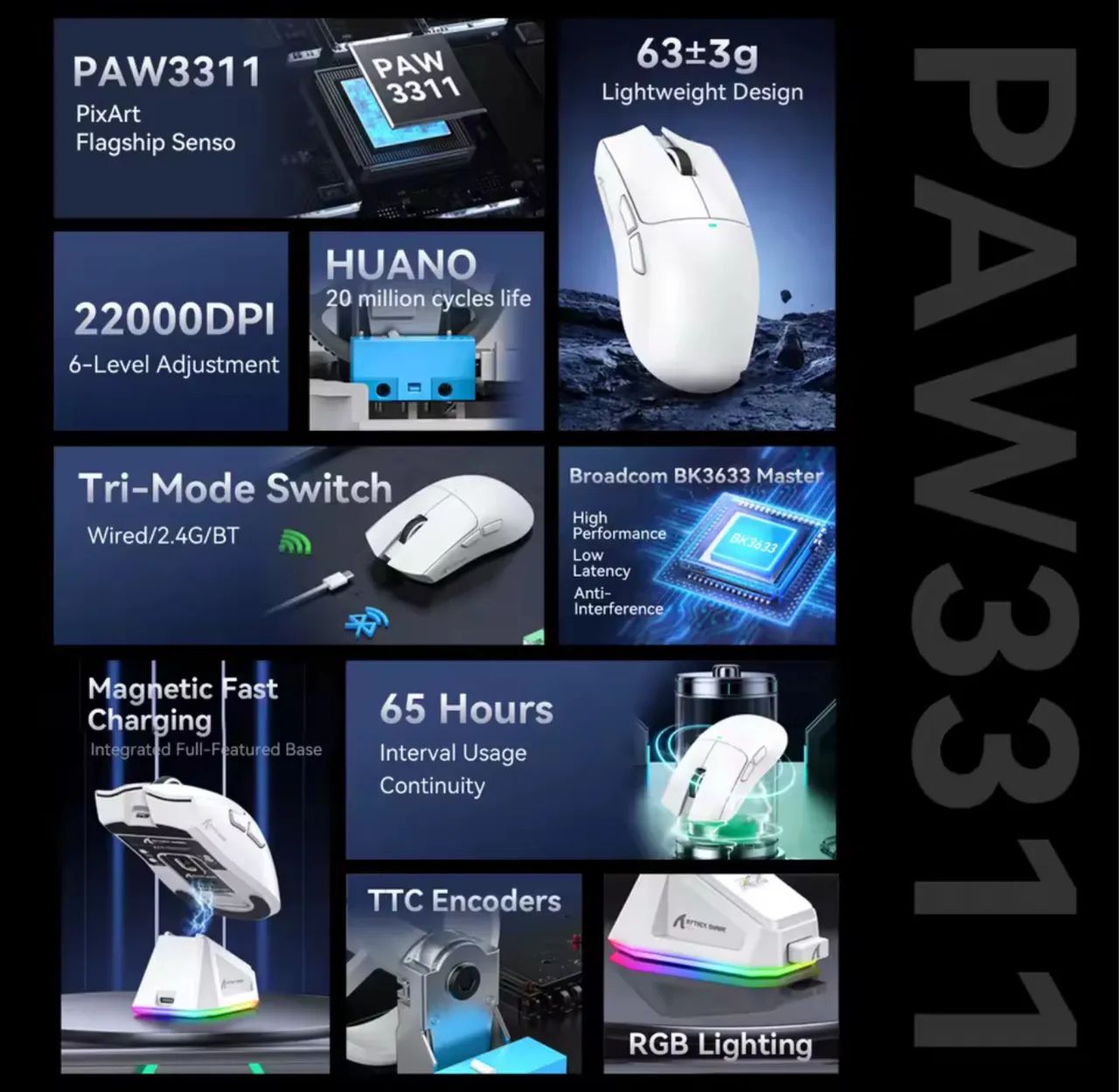 Mouse Attack Shark X11 sem fio (BRANCO). @importech_084 - Foto 5