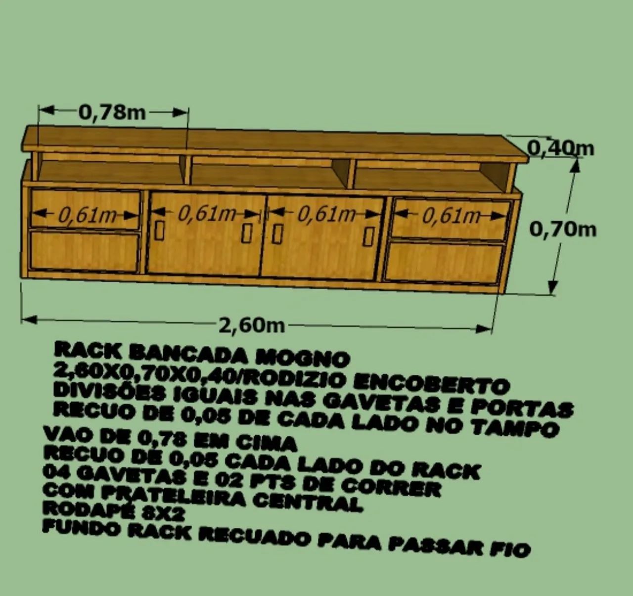 Painel com Rack em madeira maciça  - Foto 4