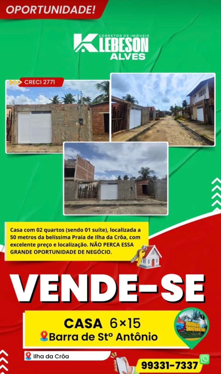 Casa para vender na Barra de Santo Antônio 