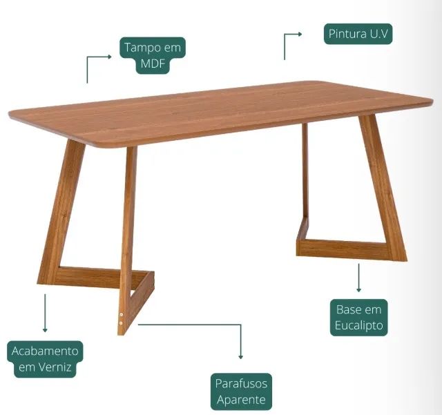 Mesa de Jantar Milano 180 cm - Foto 2