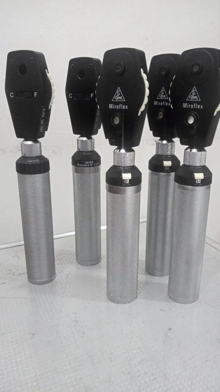 Kit com 5 oftalmoscópios Heine Miroflex
