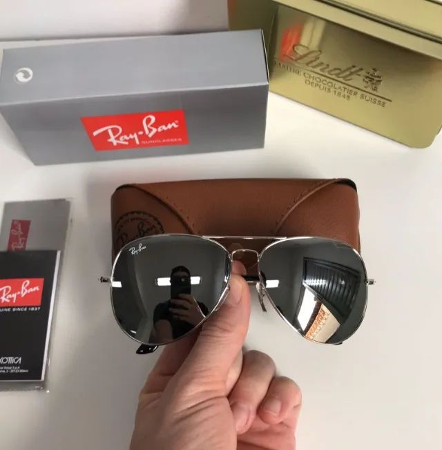 óculos de sol ray ban aviador prata