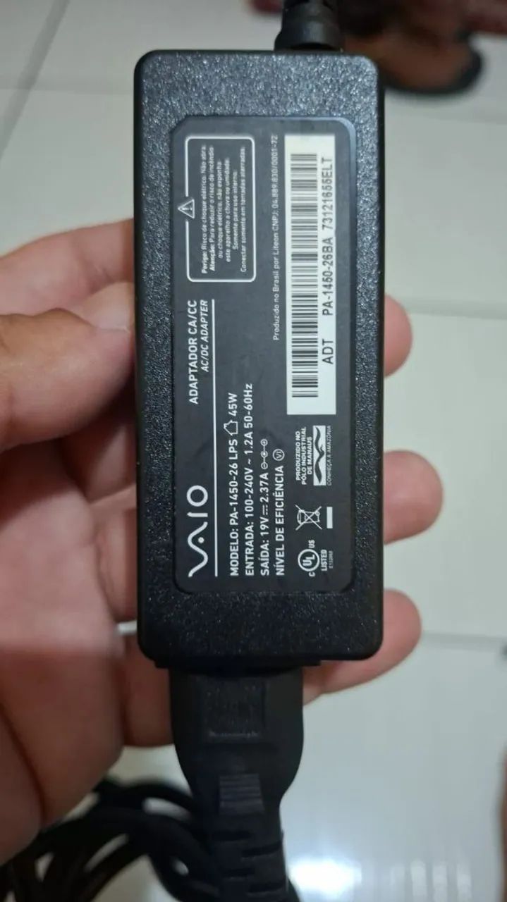 Carregador notebook vaio 